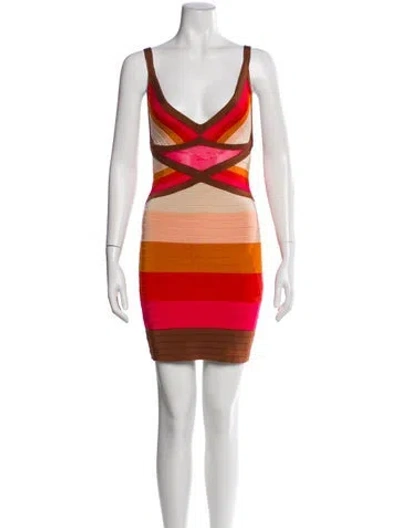 Pre-owned Missoni Striped Mini Dress In Orange