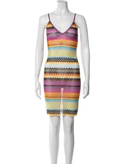 Pre-owned Missoni Striped Mini Dress In Pink