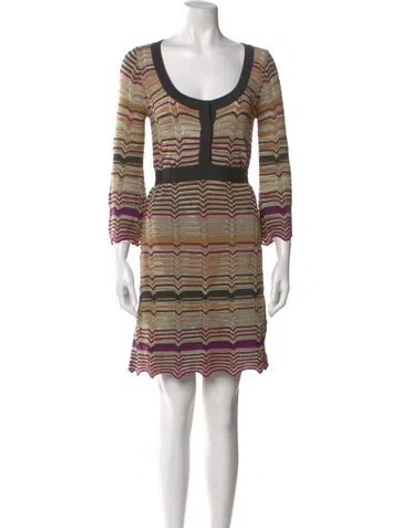 Pre-owned Missoni Striped Mini Dress In Purple