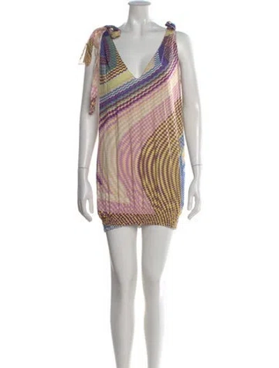Pre-owned Missoni Striped Mini Dress In Purple