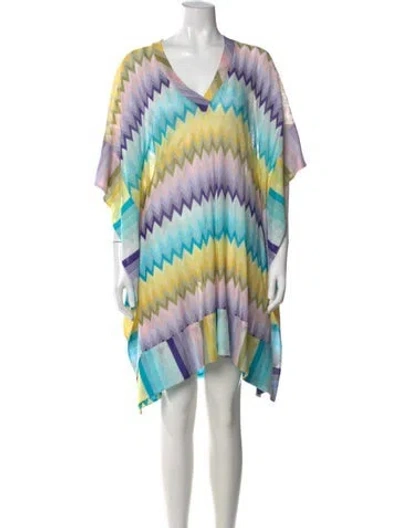 Pre-owned Missoni Striped Mini Dress In Purple