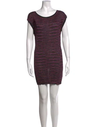 Pre-owned Missoni Striped Mini Dress In Purple