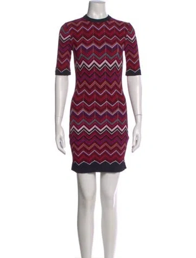 Pre-owned Missoni Striped Mini Dress In Red