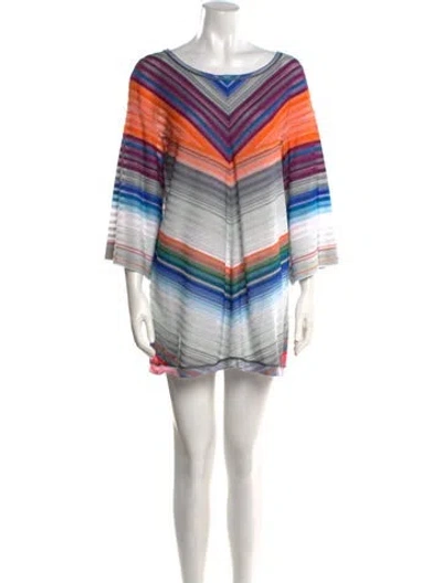 Pre-owned Missoni Striped Mini Dress In White