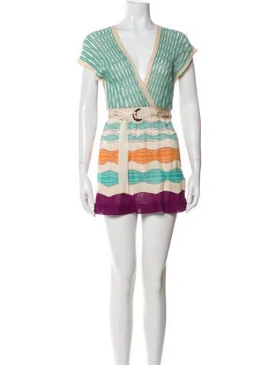 Pre-owned Missoni Striped Mini Dress In White