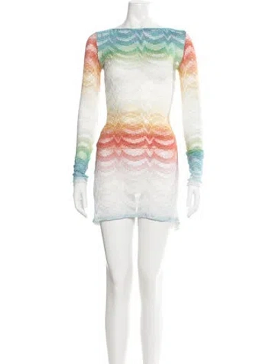 Pre-owned Missoni Striped Mini Dress In White
