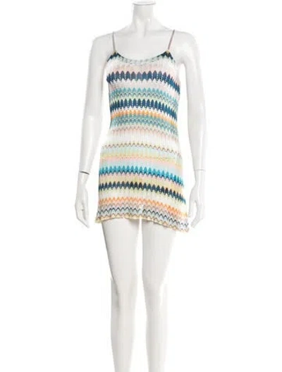 Pre-owned Missoni Striped Mini Dress In White