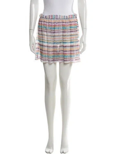 Pre-owned Missoni Striped Mini Shorts In White