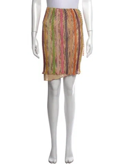 Pre-owned Missoni Striped Mini Skirt In Green/metallic