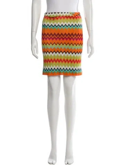 Pre-owned Missoni Striped Mini Skirt In Orange