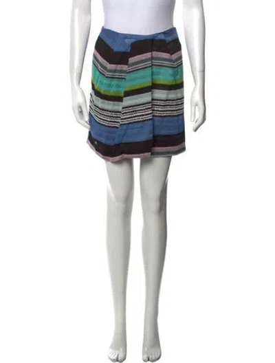 Pre-owned Missoni Striped Mini Skirt W/ Tags In Blue