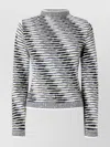Missoni Striped Mock Neck Long Sleeve Knit Top In Gray
