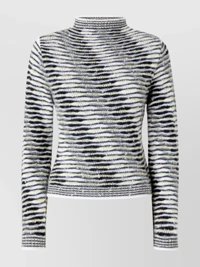 MISSONI STRIPED MOCK NECK LONG SLEEVE KNIT TOP