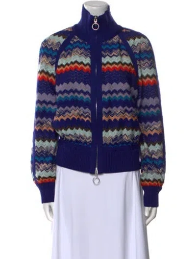 Pre-owned Missoni Striped Mock Neck Sweater In Blue