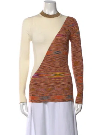 Pre-owned Missoni Striped Mock Neck Sweater In Neutral