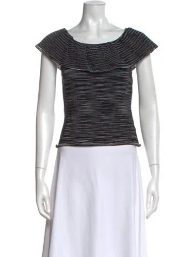 Pre-owned Missoni Striped Off-the-shoulder Top In Black
