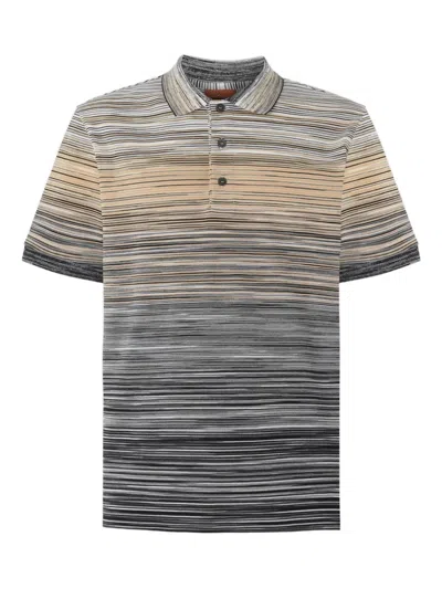 Missoni Striped Ombre Polo Shirt In Gray
