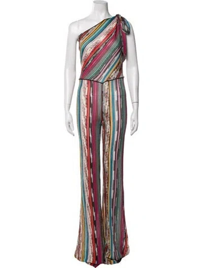 Pre-owned Missoni Striped One-shoulder Jumpsuit In Neutrals