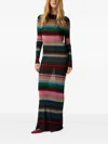 Missoni Long Backless Dress In Striped Knit In Multi
