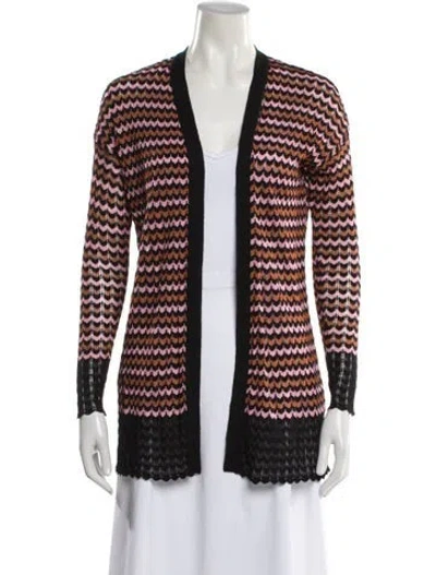 Pre-owned Missoni Striped Open Front Sweater In Black