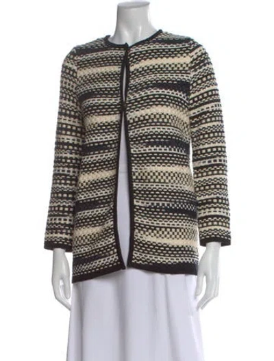 Pre-owned Missoni Striped Open Front Sweater In Black