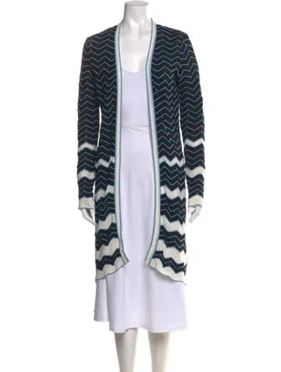 Pre-owned Missoni Striped Open Front Sweater In Black