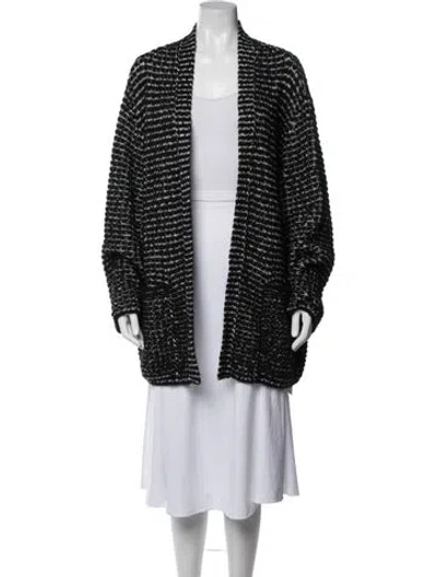 Pre-owned Missoni Striped Open Front Sweater In Black