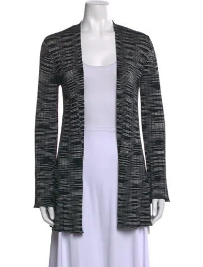 Pre-owned Missoni Striped Open Front Sweater In Black