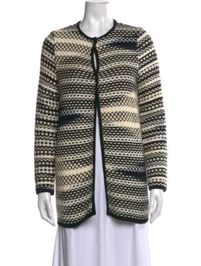 Pre-owned Missoni Striped Open Front Sweater In Black