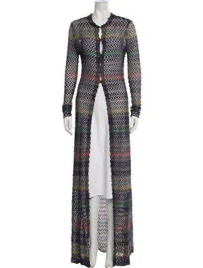 Pre-owned Missoni Striped Open Front Sweater In Blue