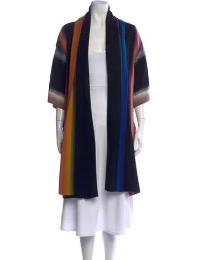 Pre-owned Missoni Striped Open Front Sweater In Blue