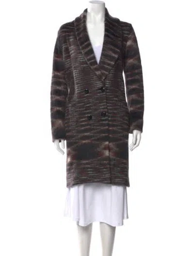 Pre-owned Missoni Striped Open Front Sweater In Gray