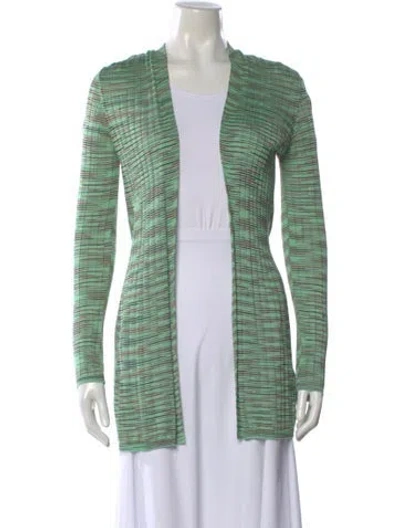 Pre-owned Missoni Striped Open Front Sweater In Green
