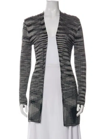 Pre-owned Missoni Striped Open Front Sweater In Green