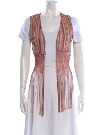 Pre-owned Missoni Striped Open Front Sweater In Multi