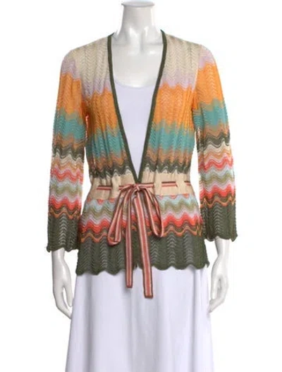 Pre-owned Missoni Striped Open Front Sweater In Neutral