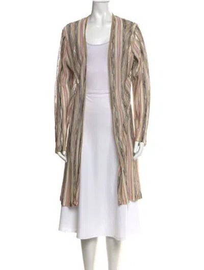 Pre-owned Missoni Striped Open Front Sweater In Neutral