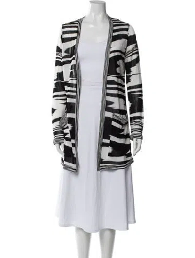 Pre-owned Missoni Striped Open Front Sweater In White