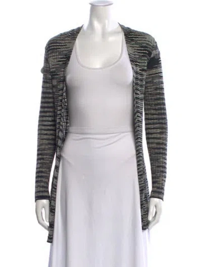 Pre-owned Missoni Striped Open Front Sweater In White