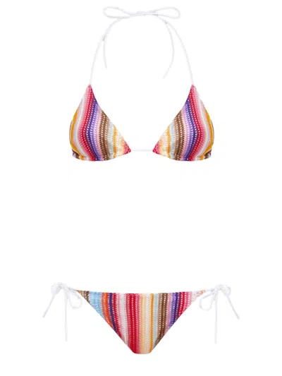 Missoni Striped Open-knit Bikini In Multicolour