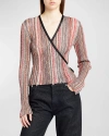 MISSONI STRIPED PAILLETTE KNIT WRAP SWEATER