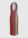 Missoni Striped Partialized Midi Dress With Sequins And V-neck In Black & Red