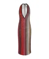 Missoni Striped Partialized Midi Dress With Sequins And V-neck In Black And Red