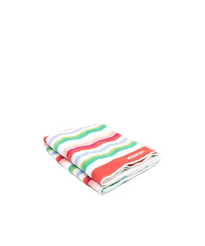 Missoni Chevron-pattern Cotton Beach Towel In Green