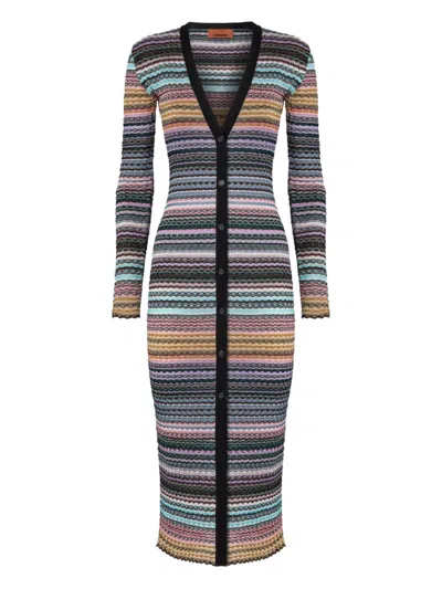 MISSONI STRIPED-PATTERN BUTTONED CARDIGAN