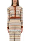 Missoni Short Striped Knit Cardigan In Multicolour
