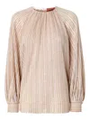 Missoni Striped-pattern Gathered-neckline Blouse In Neutral