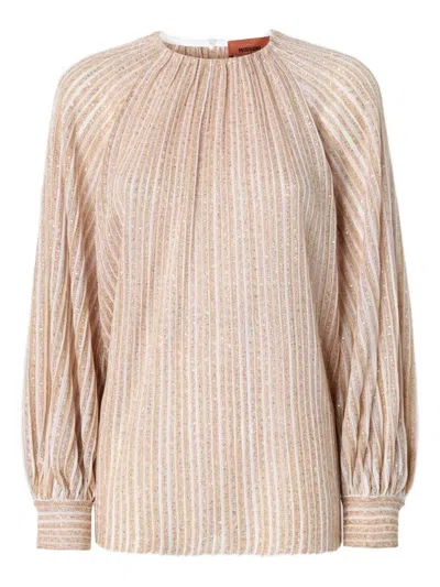 MISSONI STRIPED-PATTERN GATHERED-NECKLINE BLOUSE