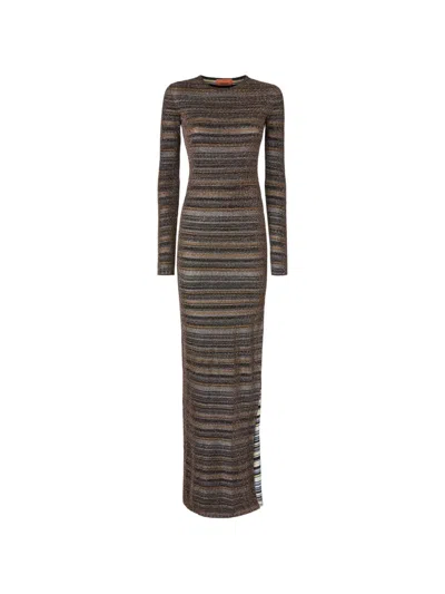 Missoni Striped-pattern Long-sleeve Maxi Dress In Black