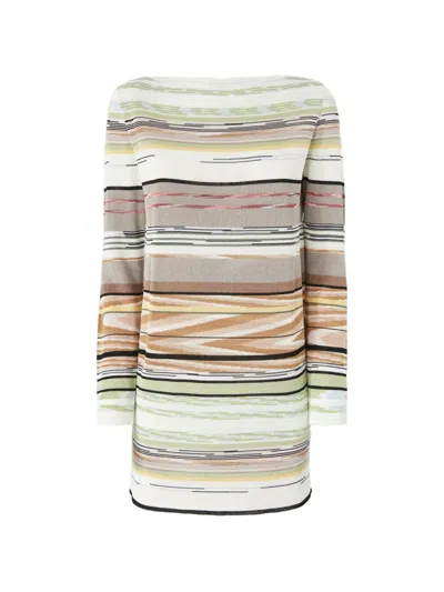 Missoni Flame-striped Viscose Mini Dress With Boat Neck In Multi